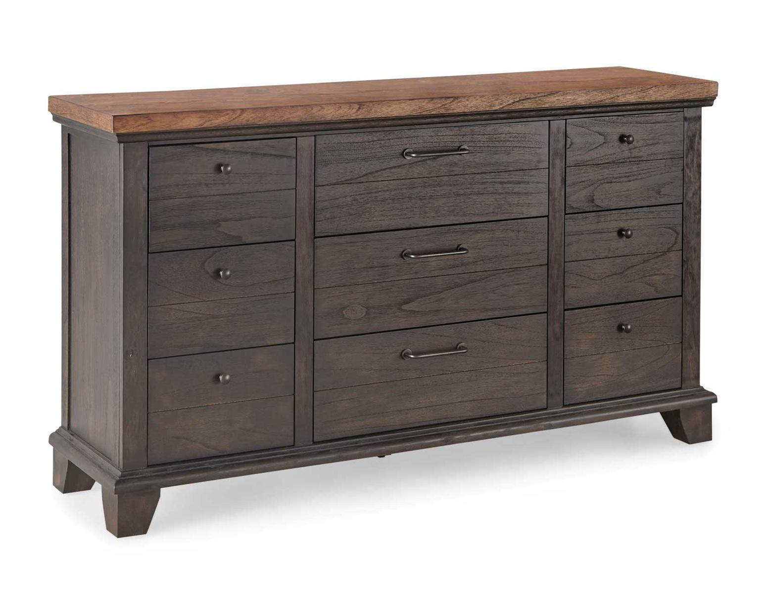 chocolate brown dresser Modus Furniture Element in (2024) Tropical Mahogany solid wood and Mahogany wood veneers are finished in a dark chocolate brown featuring tones ranging from dark brown to golden brown and burgundy Harlington - 6-Drawer Dresser