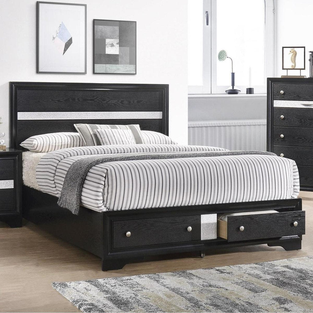 Crown Mark Regata King Storage Bed in Black