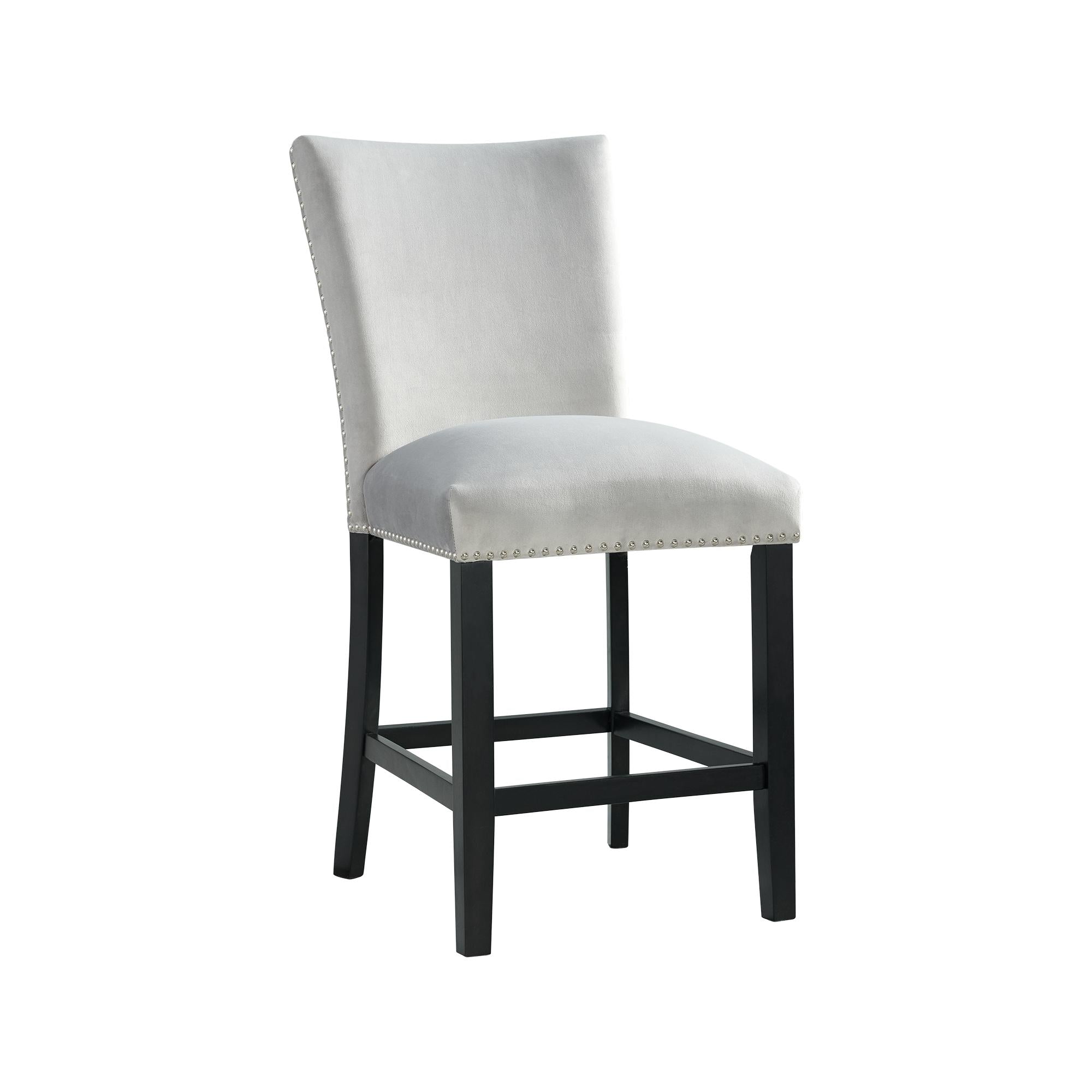 Francesca Gray Velvet Counter Height Chair Set of 2