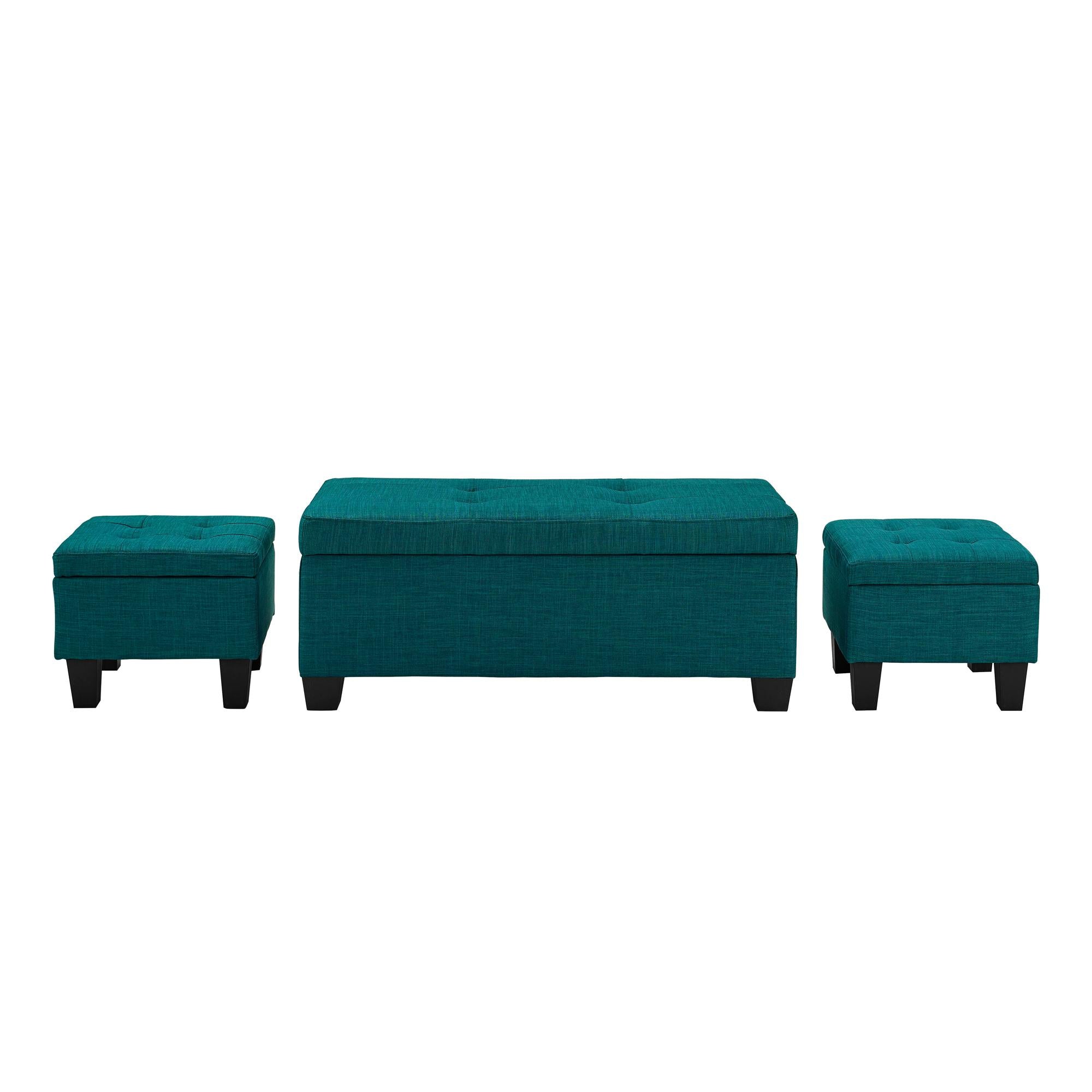 Ethan 3PK Storage Ottoman in Teal