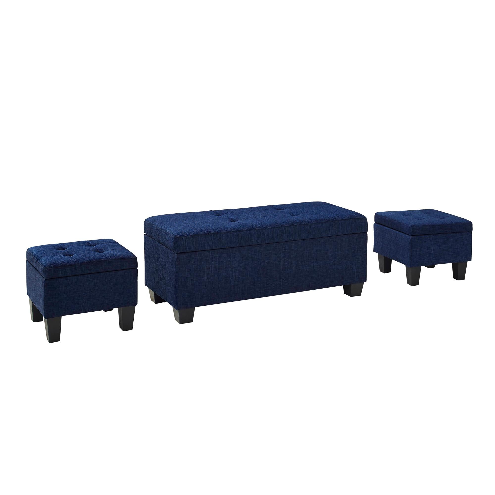 Ethan 3PK Storage Ottoman in Blue image