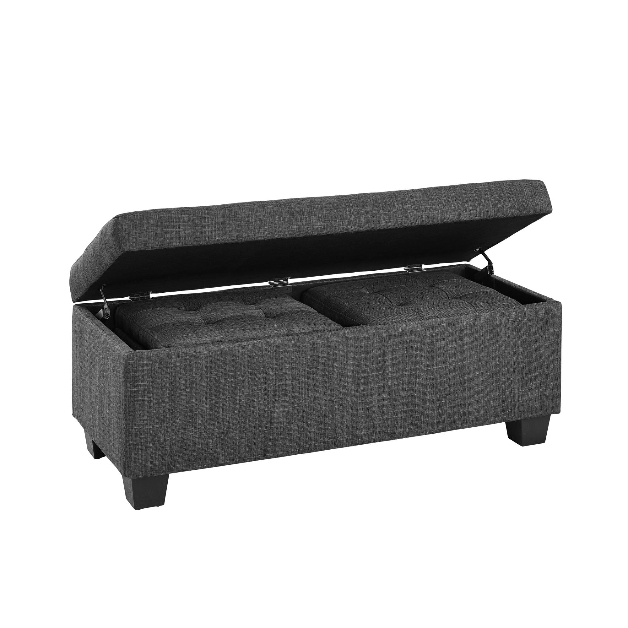 Ethan 3PK Storage Ottoman in Charcoal