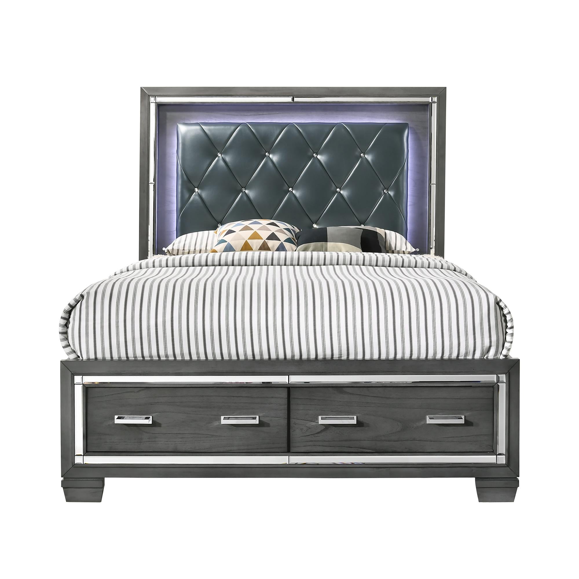 Titanium King Tufted Upholstered Storage Bed