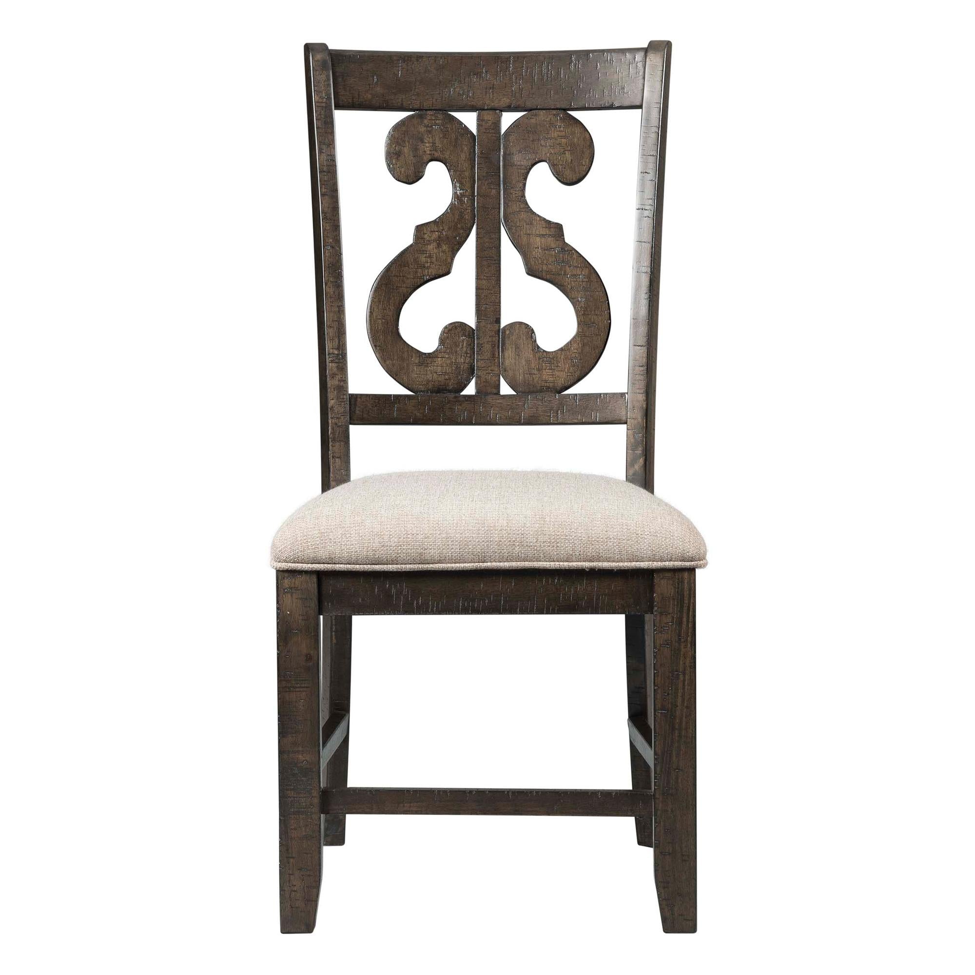 Stone Wooden Swirl Back Side Chair Set of 2