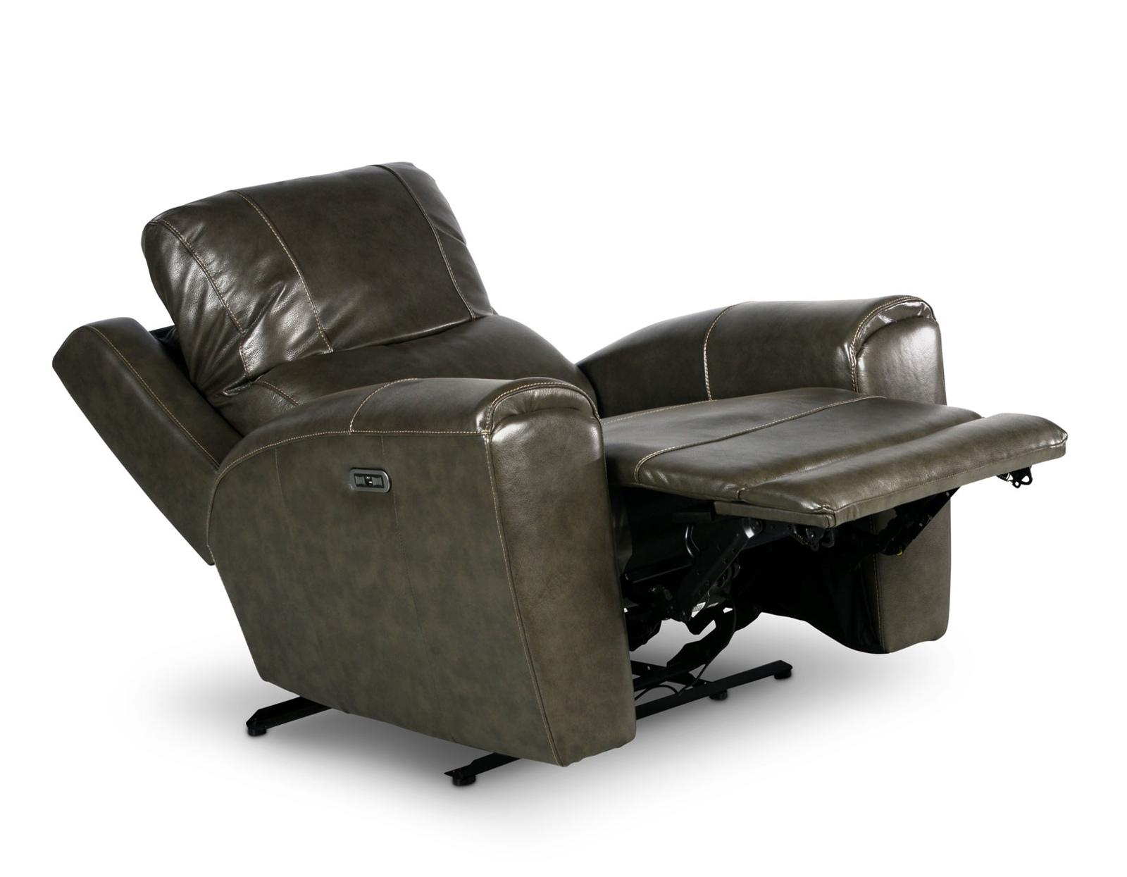 Steve Silver Laurel Leather Dual Power Recliner in Grey