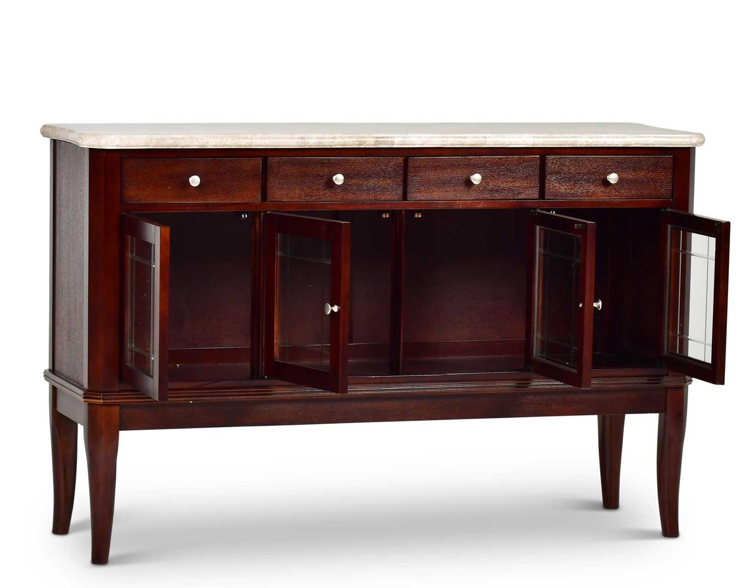 Steve Silver Marseille Marble Top Sideboard in Merlot Cherry