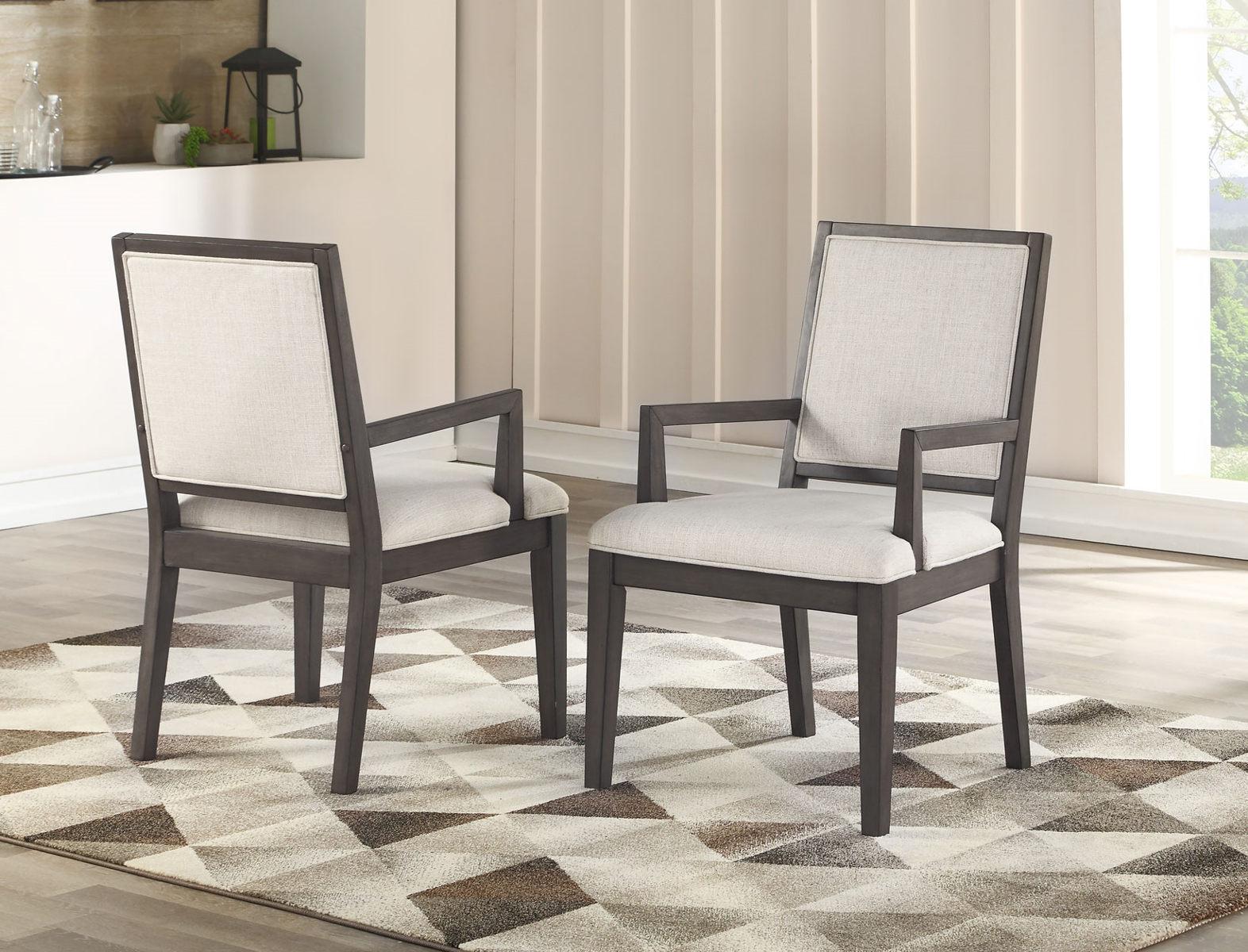 Steve Silver Mila Arm Chair in Washed Grey (Set of 2)