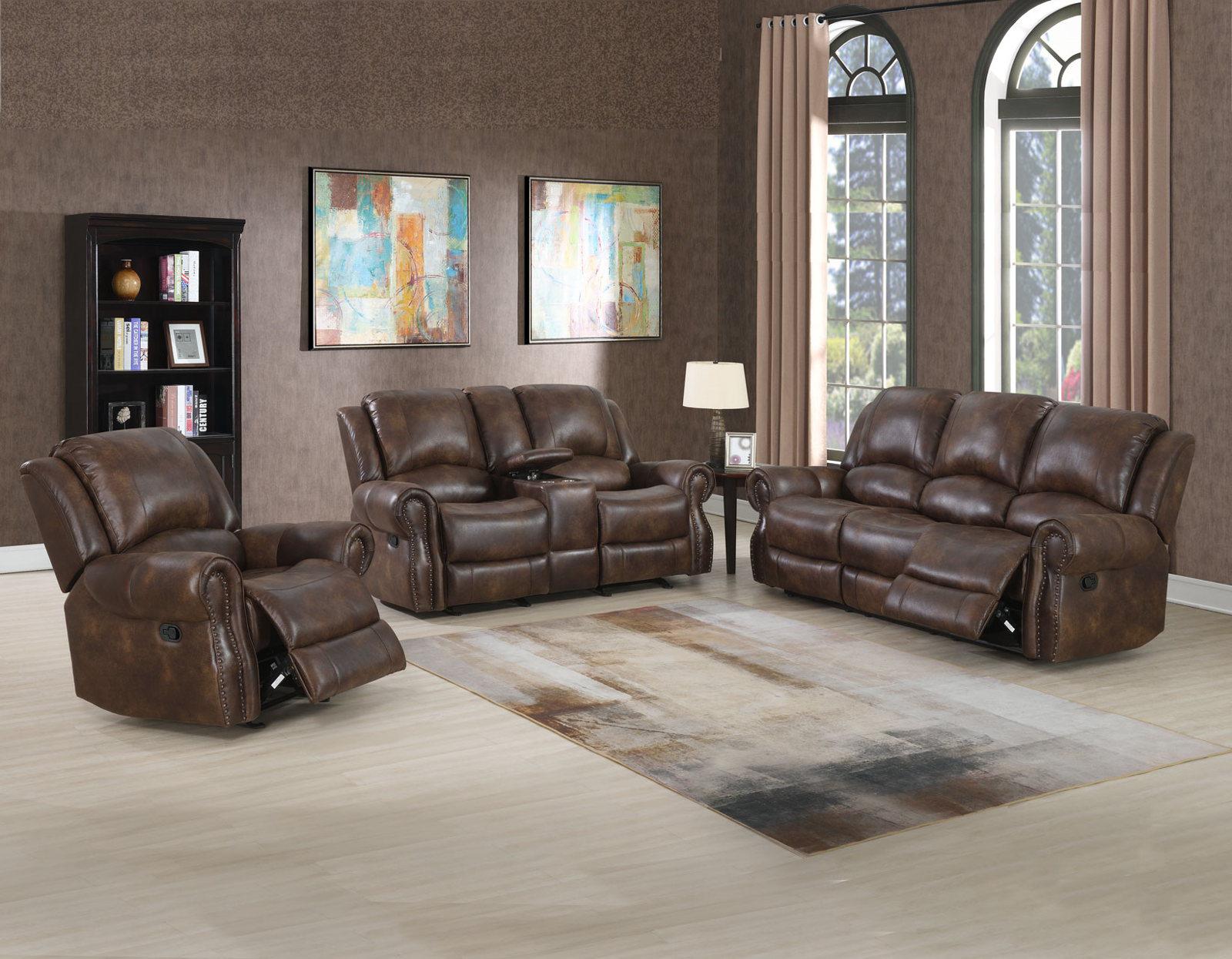 Steve Silver Navarro Manual Reclining Sofa in Saddle Brown