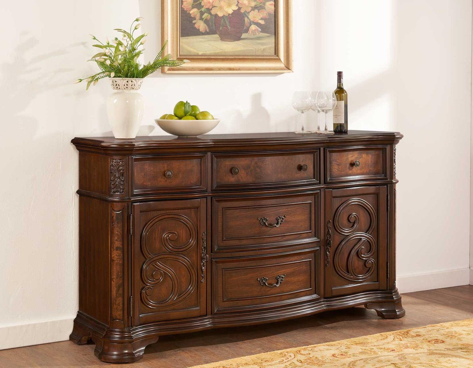 Steve Silver Royale Buffet w/ Hutch in Brown Pecan