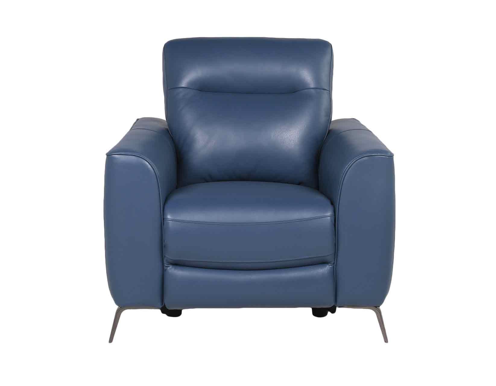 Steve Silver Sansa Dual Power Leather Recliner in Ocean Blue