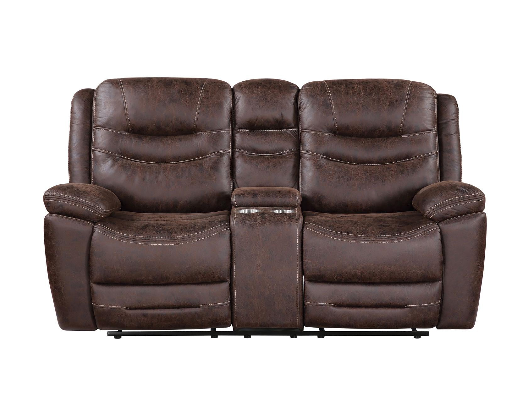 Steve Silver Stetson Manual Reclining Console Loveseat in Merlot