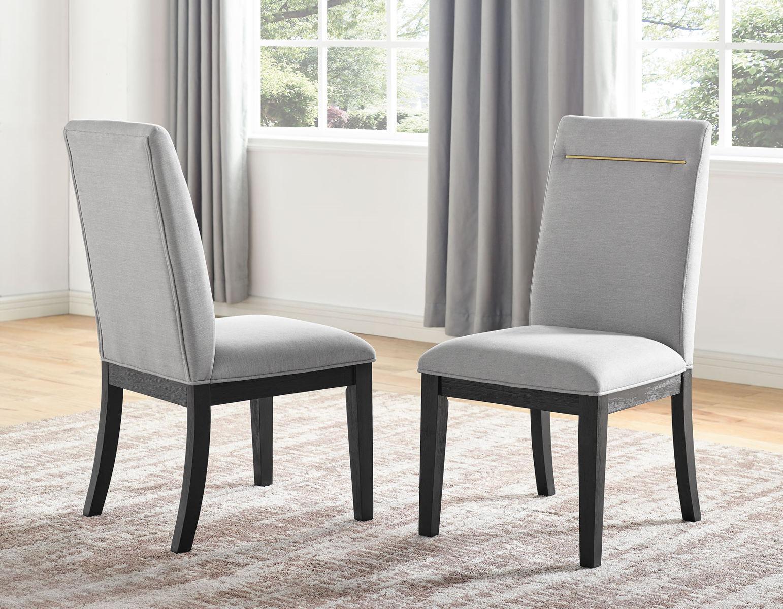 Steve Silver Yves Performance Side Chair in Rubbed Charcoal (Set of 2)