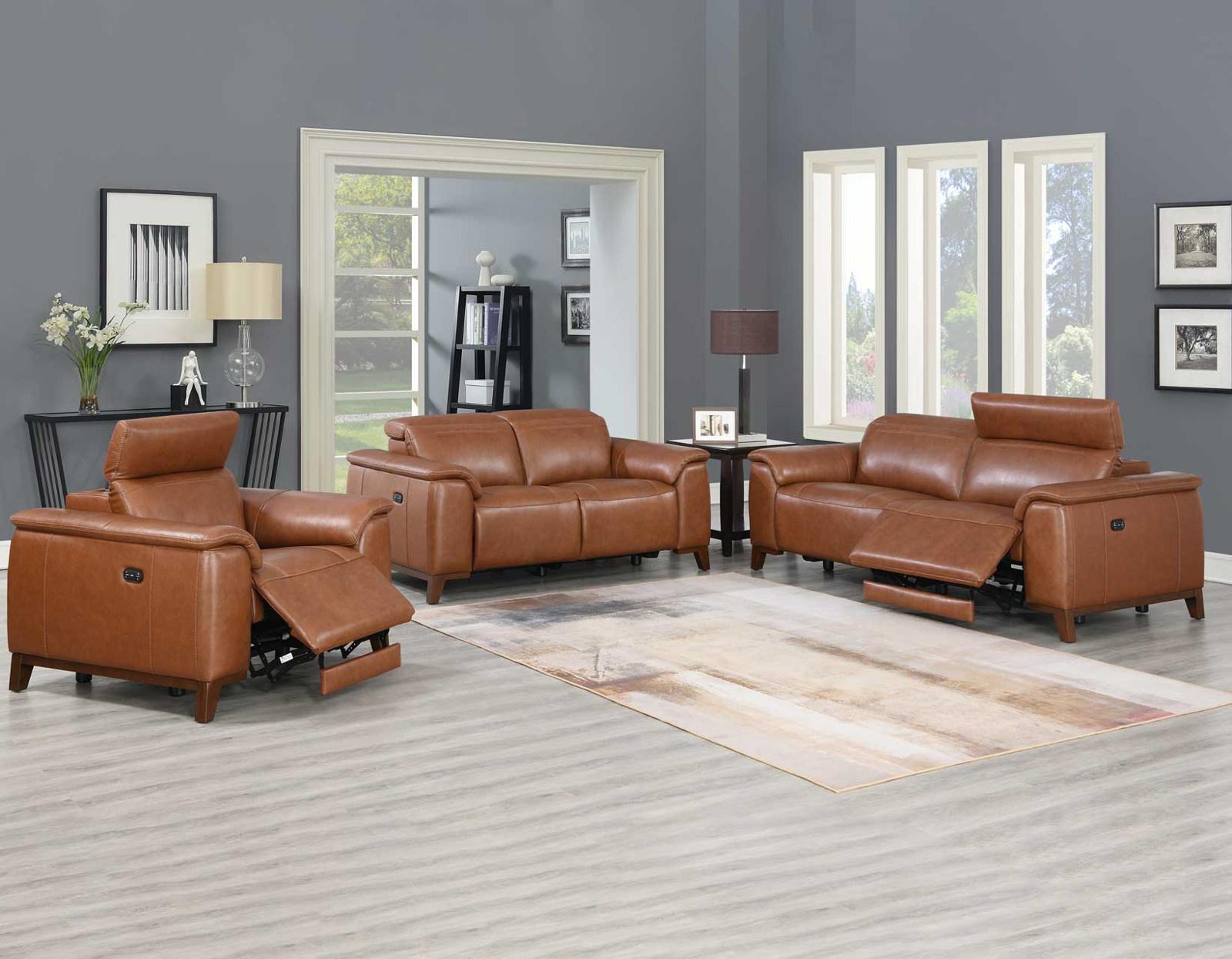 Steve Silver Bergamo Dual-Power Leather Reclining Loveseat in Mocha