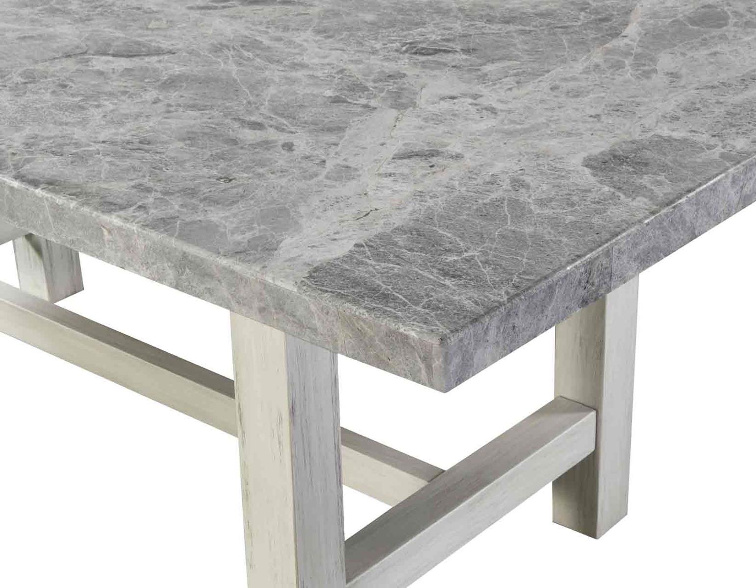 Steve Silver Canova Gray Marble Top Dining Table in Cathedral White