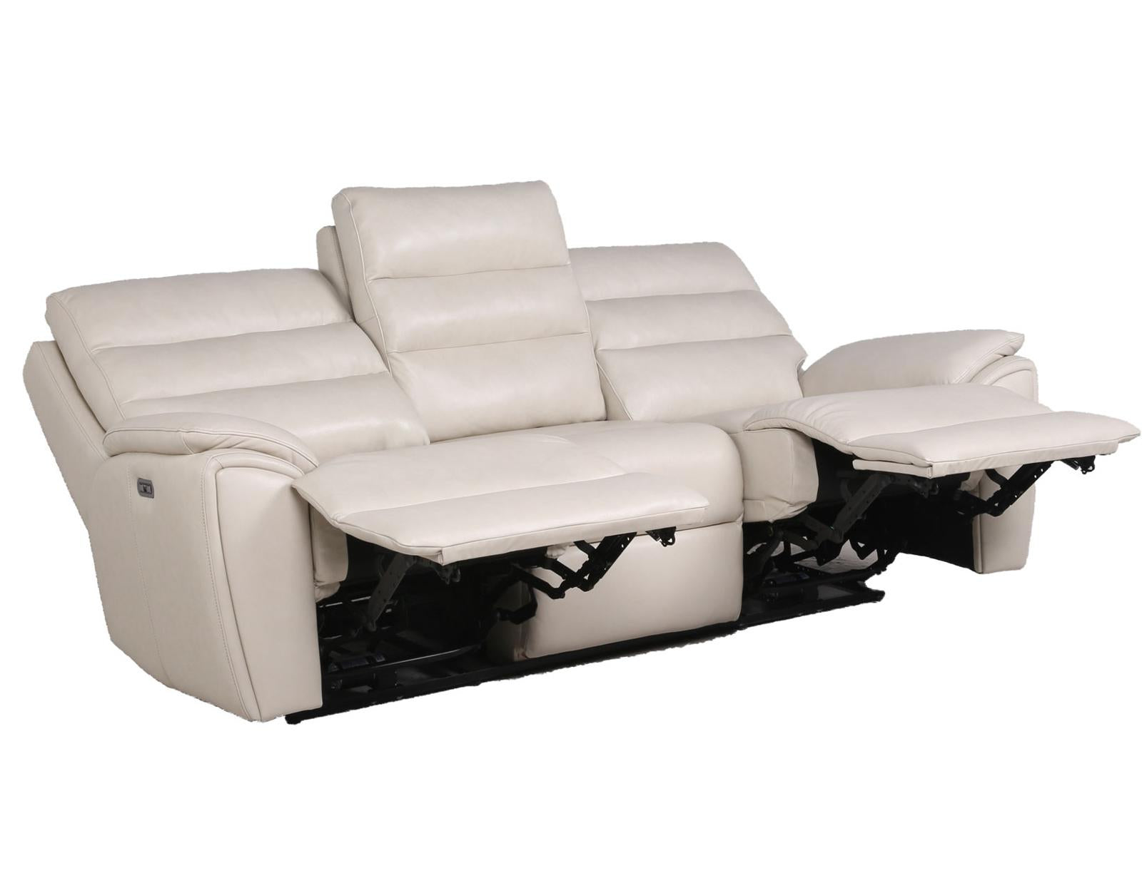 Steve Silver Duval Leather Dual Power Reclining Sofa in Impressive Ivory