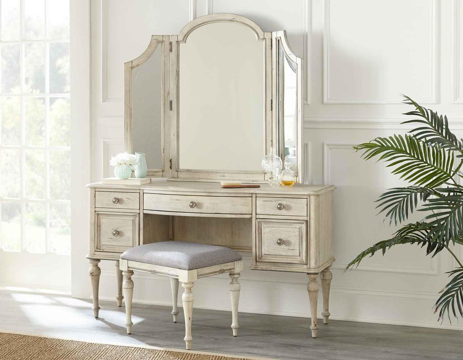 Steve Silver Highland Park Vanity Bench in Cathedral White